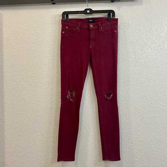 Hudson “Nico” Midrise Skinny Jean In Crimson Destructed - Picture 2 of 10